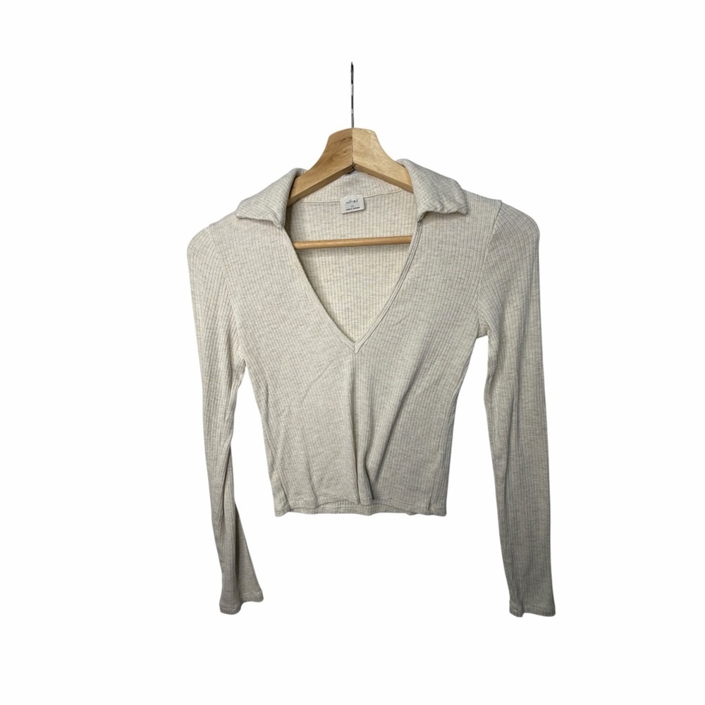 Wilfred Cream Ribbed V-Neck Blouse
